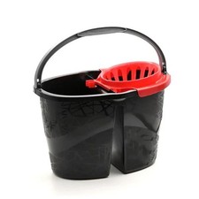 SECCHIO CON STRIZZATORE E MANICO FANTASIA IN COLORE ROSSO E NERO 18 LT