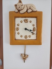 Thun - Orologio a pendolo con gatto grande e uccellino ottime condizioni