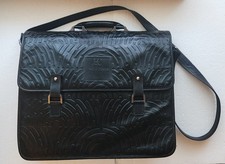 Borsa messenger vintage Enrico Coveri in pelle nera goffrata