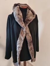 Cappotto donna con bordo e cappuccio in pelliccia sintetica Omai taglia L