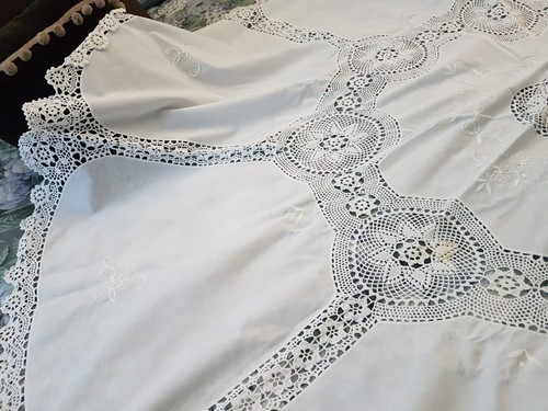 Antica tovaglia lino bianco - tovaglia,