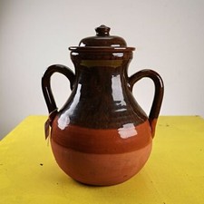 anfora in terracotta vintage in parte smaltata
