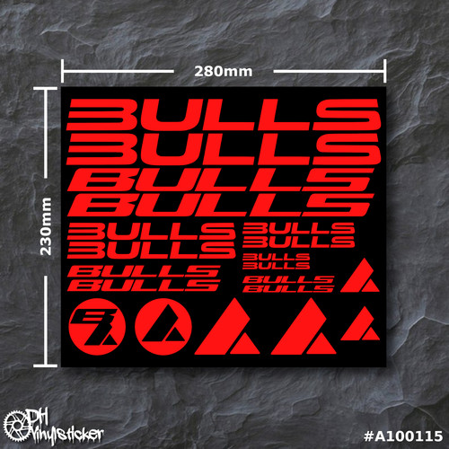 Bulls sticker rosso - neon, set