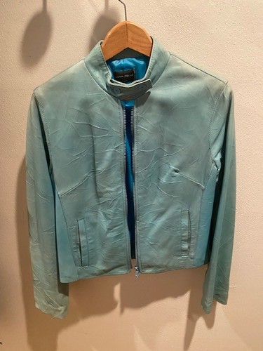 Giubotto pelle azzurra molto - giubotto,