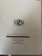 ESCO Band Saw Machines Parts List/Repair Parts Price List