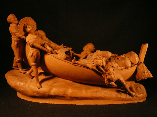 Terracotta barca tirata a - "barca,