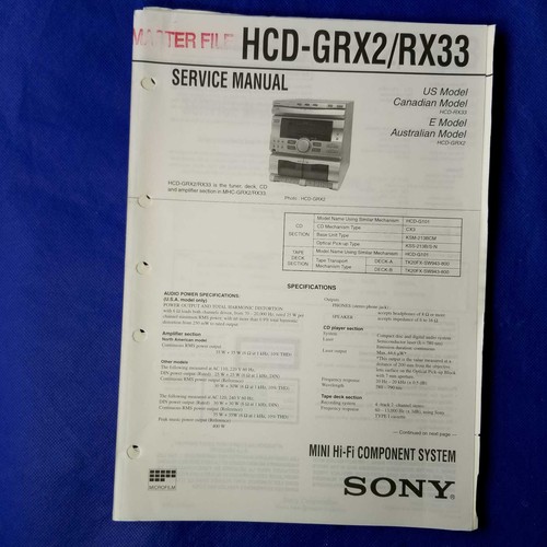 Sony hcd grx2 - hcd-grx2, manuale