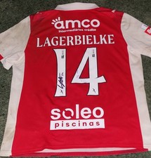 Maglia Braga Match Worn + Coa + scatola firmata internazionale svedese Gustaf Lagerbielke.