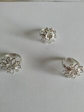 stock lotto 3 Anelli fiore placcato argento 