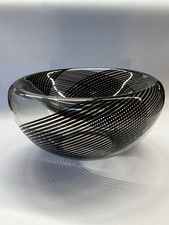 Centrotavola Grande coppa Vetro canne nere a spirale Lino Tagliapietra anni '60