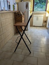 Sgabello in Metallo con seduta e schienale in Legno