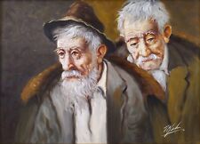 Tristano Marchi Ritratto di due Anziani Dipinto Realista Olio su tela firmato
