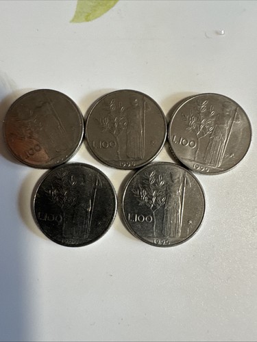 5pezzi 100 lire 1990 italia - 5pezzi,