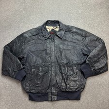 Giacca volante pelle adulto blu medio militare aviatore volo USA bomber uomo