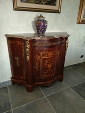 Credenza con intarsi,top in marmo