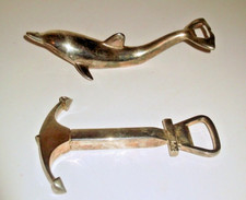 APRI BOTTIGLIE-CAVATAPPI DELFINO E ANCORA IN ACCIAIO SILVER PLATED STILE MARINA.