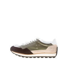 HOGAN scarpe uomo Sneaker H668 linea 86er pelle verde e camoscio nero beige