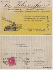 # ROMA: "LA FILOGRAFIA" COPISTERIA TRADUZIONI LITOGRAFIA - CARTONCINO RICEVUTA