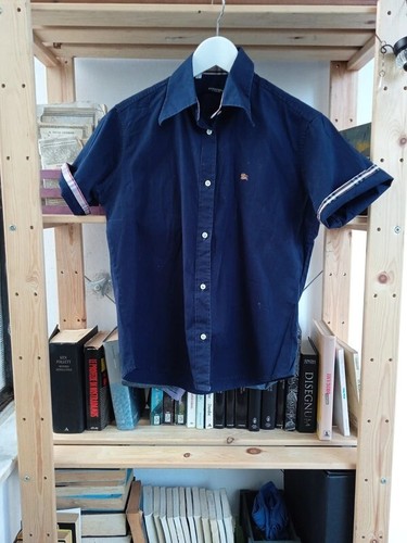 Burberry camicia cotone blu - burberry, in