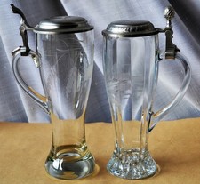 2 GRANDI E ANTICHI BOCCALI BIRRA IN CRISTALLO LAVORATI A MANO NUOVI COLLECTIBLE