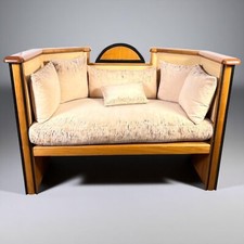 Divano a due posti stile Art Dèco in legno chiaro Divanetto Sofà antico Panca