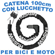 CATENA IN METALLO + LUCCHETTO ANTIFURTO PER BICI E-BIKE MOTO SCOOTER 2 CHIAVI