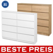 Bellissimo comò moderno con 8 cassetti 120 cm credenza armadio bianco Sonoma