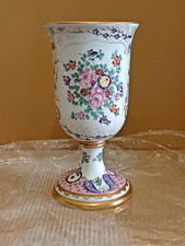 Vaso Ceramica Porcellana Policroma e Dorata Dipinto a Mano '900 Porcelain