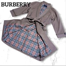 Burberry Nova Check Trench Coat Lana Beige Marrone 40/L (US: M) 110318c