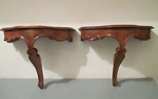 Coppia comodini antichi, mensole consolle pensili, antiquariato in legno (noce)