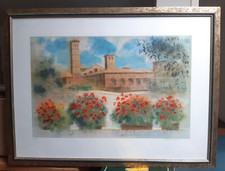 Litografia firmata numerata n. 70/150 di Natale Addamiano - Piazza S. Ambrogio