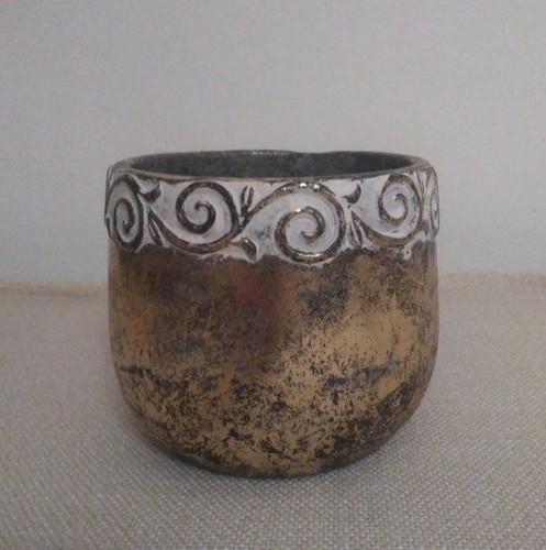 Vaso anticato dorato - con, greca