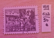 Francobollo Timbrato Fiume 1919. Bandiera Italiana porto di Fiume.