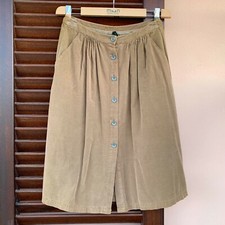 Gonna Midi United Colors of Benetton M Velluto a Coste Senape Svasata Cammello