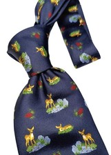 Vintage Italian Tie Deer Strawberry Pattern Pure Silk Perfect 9,5 Cm Rare Piece 