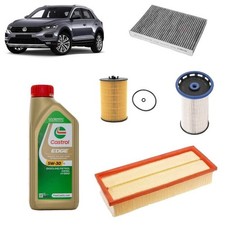 Kit tagliando 4 filtri + 5L olio Edge 5W-30 LL per Volkswagen T-Roc 1.6 TDI 2017