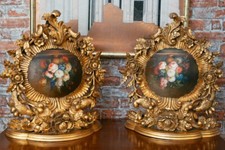 Coppia di mensole d'epoca in legno verniciato oro, Inghilterra