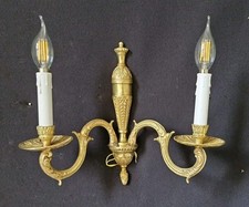 Applique da parete vintage singolo di ottone francese 2 luci