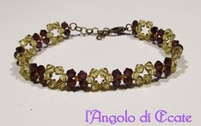 Idea regalo BRACCIALE BRACCIALETTO donna artigianale cristalli Swarovski marrone