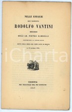 1857 BRESCIA Pietro ZAMBELLI Esequie architetto Rodolfo VANTINI Pubblicazione
