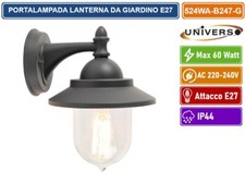 PORTALAMPADA LANTERNA DA GIARDINO WALLLAMP GRIGIO ANTRACITE DA MURO IP44 PER E27