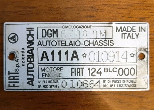 Targa identificazione chassis - identificazione,