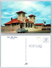 Cartolina Massachusetts LYNN BATH HOUSE OLD CARS R370