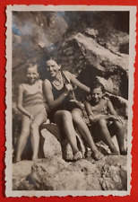 PHOTO FOTO FIUME MARE 3 DONNE IN COSTUME DA BAGNO 1932 AGFA LUPEX N°2 ( F 19 )