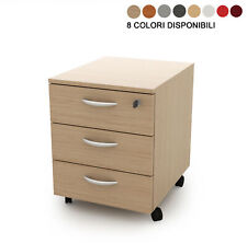 Cassettiera 3 Cassetti con Ruote Serratura da Ufficio Scrivania Cameretta
