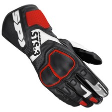 GUANTO PELLE MOTO SPIDI STS-3 NERO ROSSO RACING MORBIDO PROTEZIONE NOCCHE TOUCH