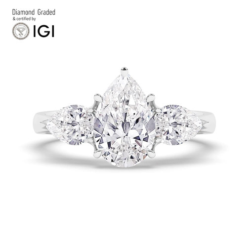 Pear diamond trilogy ring 14k - trilogy,