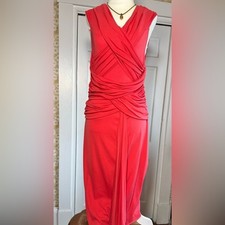 Famoso abito rosso di lusso Giambattista Valli nuovo senza etichette drappeggiato e aderente Made in Italy