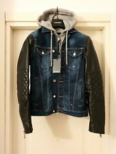 Dsquared² ☆ Hell's Angel ☆ Patch Jacket Sz. 48 ☆ Denim Jersey Hood Jeans Leather
