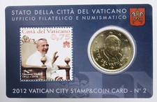 Stamp 0,75 & Coincard 50 centesimi euro Vaticano Vatikan 2012 n. 2